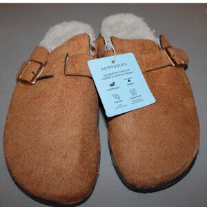 Aerosoles Tan Slide on Shoes Clogs Buckle Slippers XL NWT Comfort Flex Flats